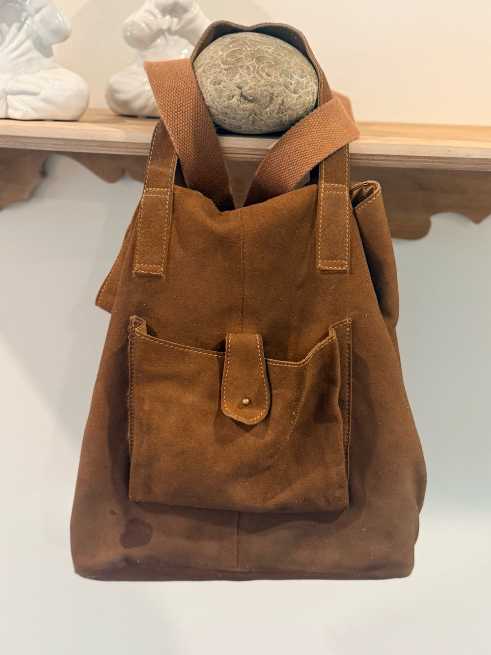 Free People Convertible Distressed Suede Tote Crossbody Backpack Brown